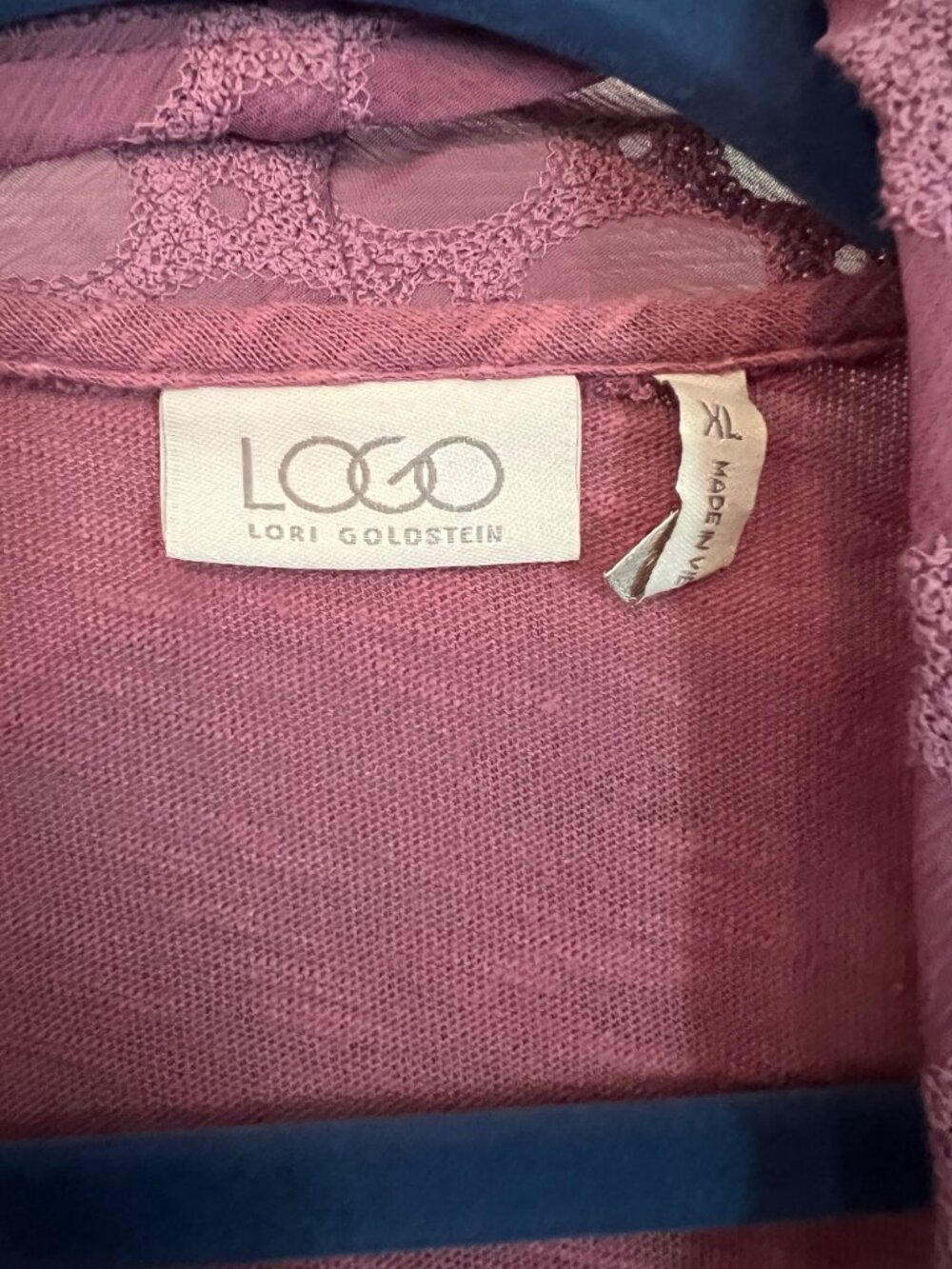 LOGO Lori Goldstein Purple Open Waterfall Cardigan Sweater Knit Blouse Top XL - Picture 4 of 6